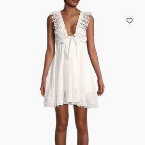 PEIXOTO FARRAH Boho Elegant White Lace Trim Dress Designer Cottagecore Swim